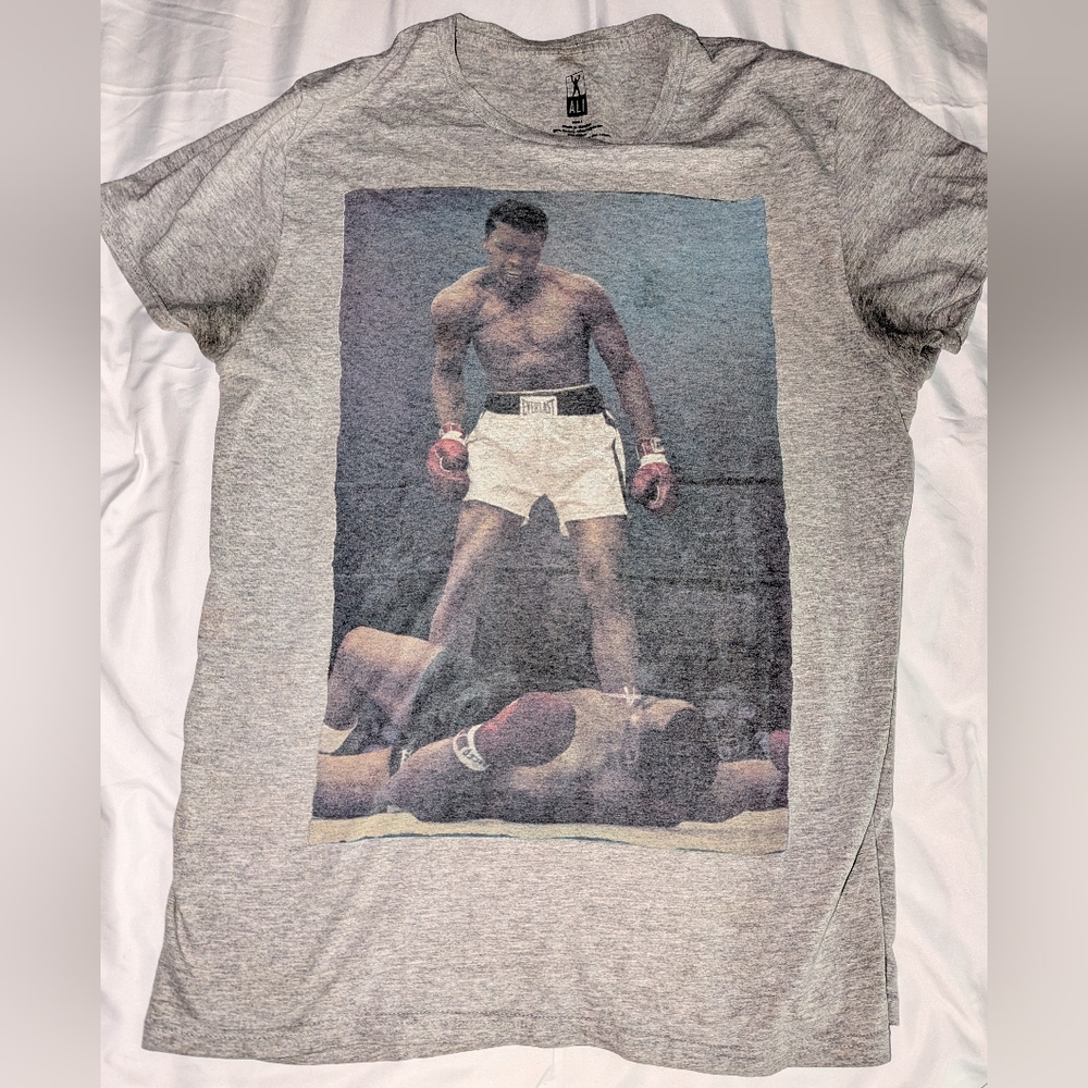 Muhammad Ali Graphic‎ Print Mens Large Gray Short Sleeve T-shirt